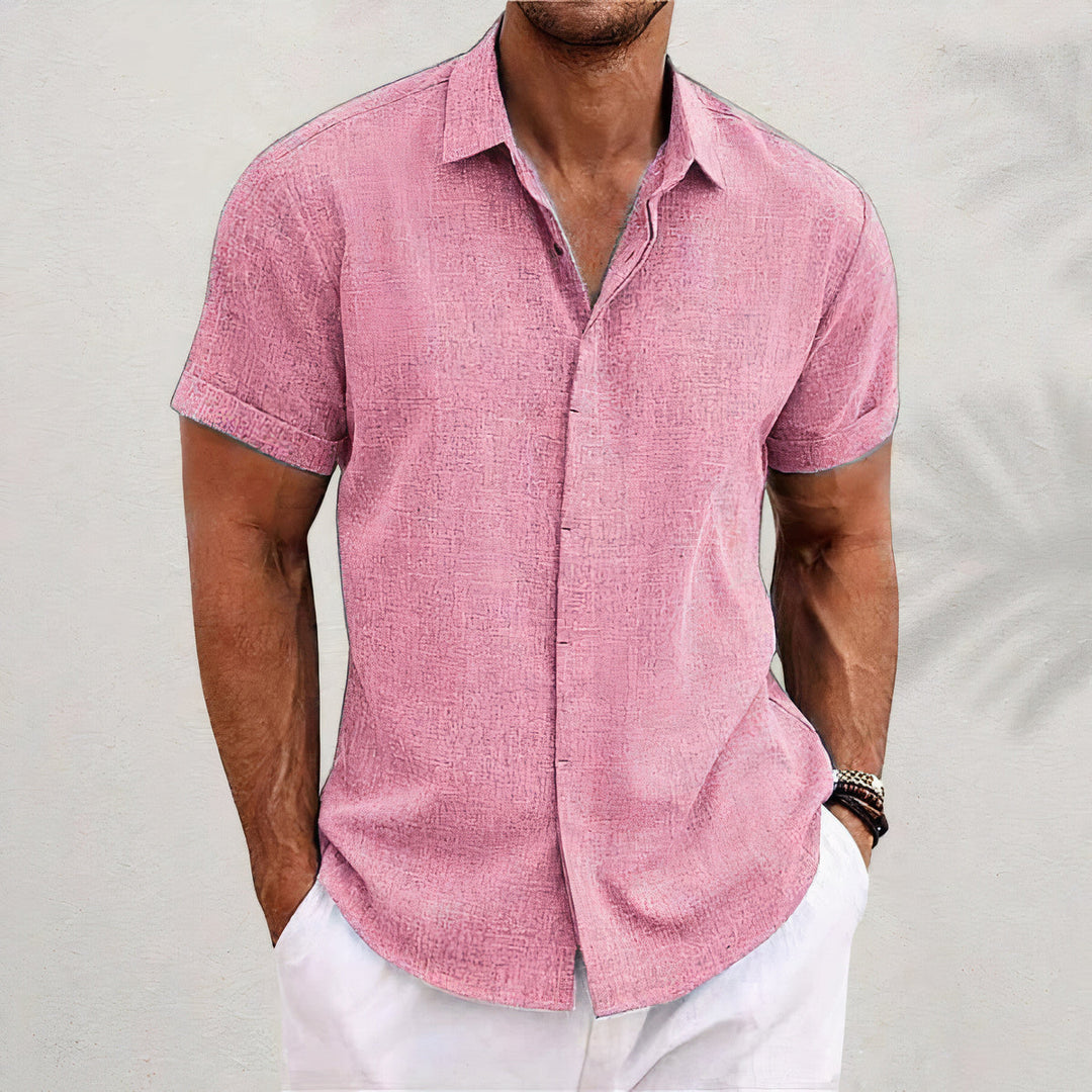 Théovand | Homme Chemise Lin Manches Courtes - Black - Image 4