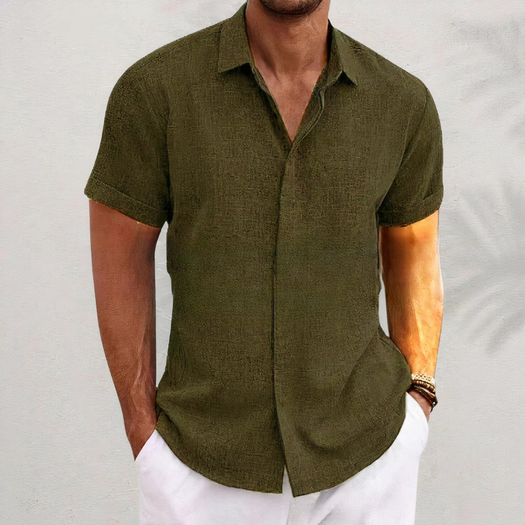 Théovand | Homme Chemise Lin Manches Courtes - Black - Image 5