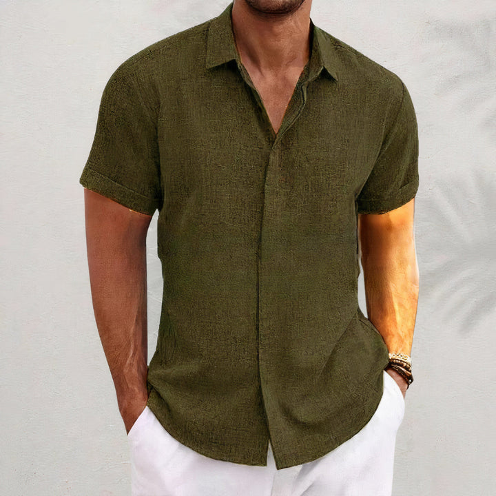 Théovand | Homme Chemise Lin Manches Courtes - Black - Image 5