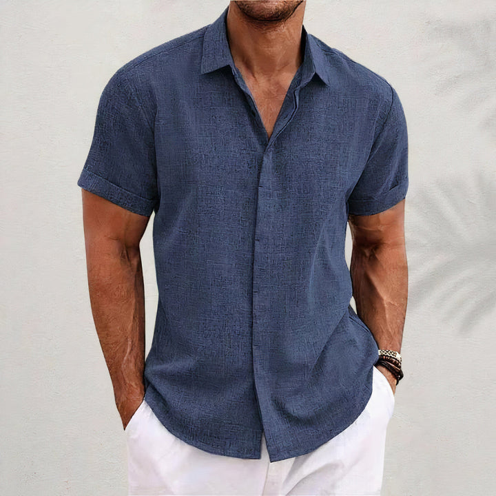 Théovand | Homme Chemise Lin Manches Courtes - Black - Image 7
