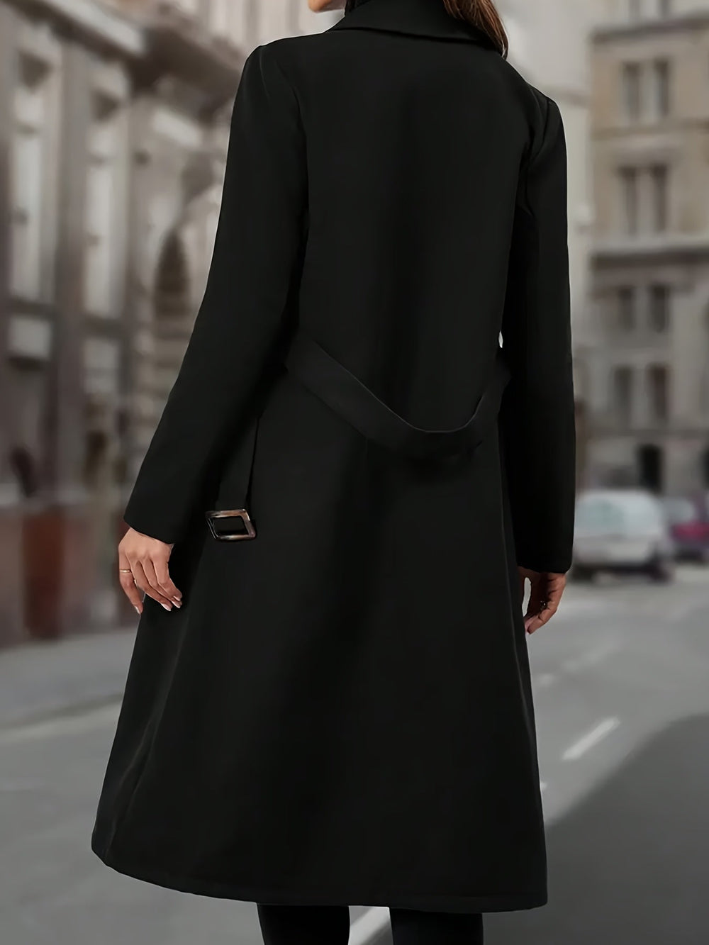 Théovyne | Femme Manteau Long Double Boutonnage - Black - Image 2