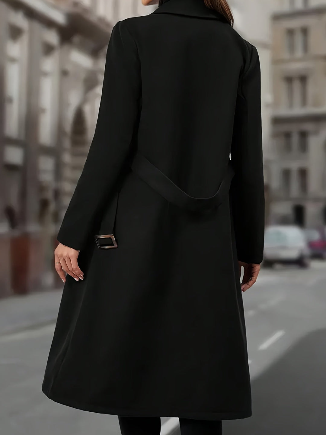 Théovyne | Femme Manteau Long Double Boutonnage - Black - Image 2