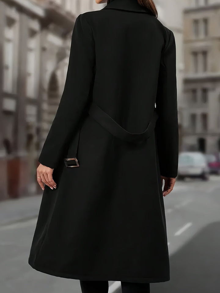 Théovyne | Femme Manteau Long Double Boutonnage - Black - Image 2