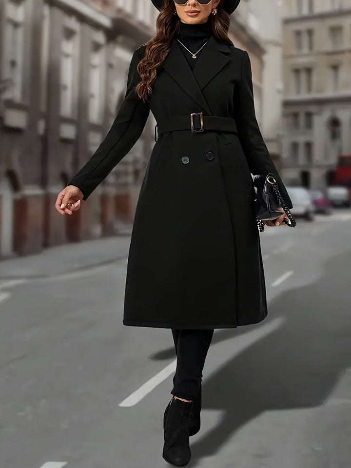 Théovyne | Femme Manteau Long Double Boutonnage - Black - Image 5