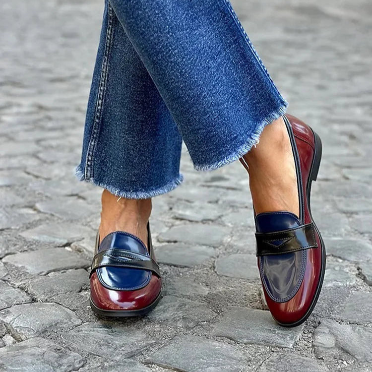 Thérèse | Femme Mocassins Colorblock Vernis Slip-On - Image 1