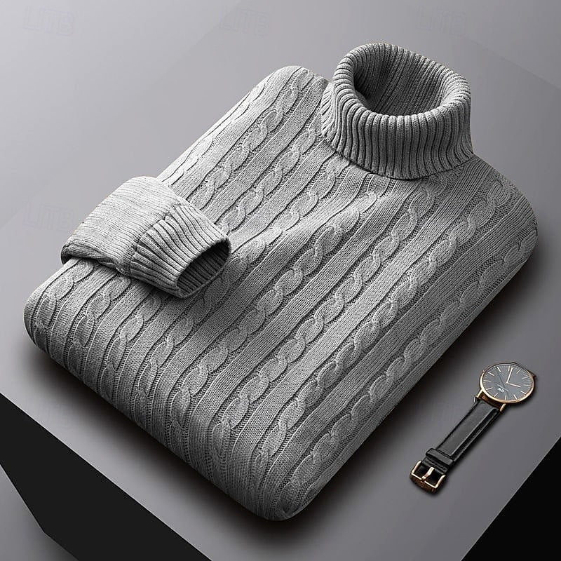 Thérvael | Homme Pull Col Roulé Torsadé - Image 1