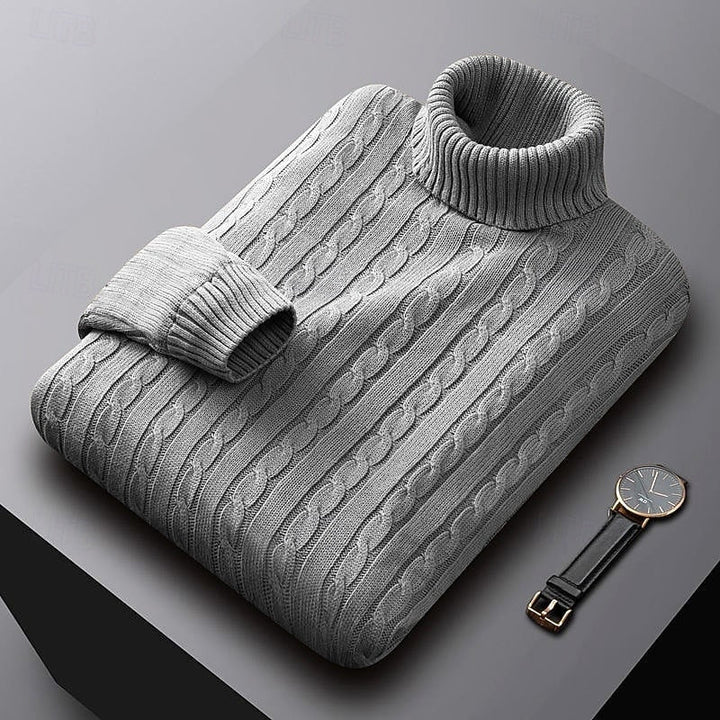 Thérvael | Homme Pull Col Roulé Torsadé - Image 1