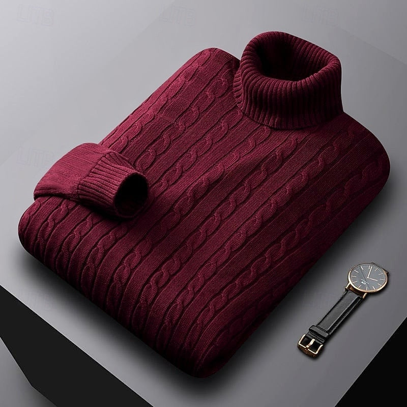Thérvael | Homme Pull Col Roulé Torsadé - Image 10