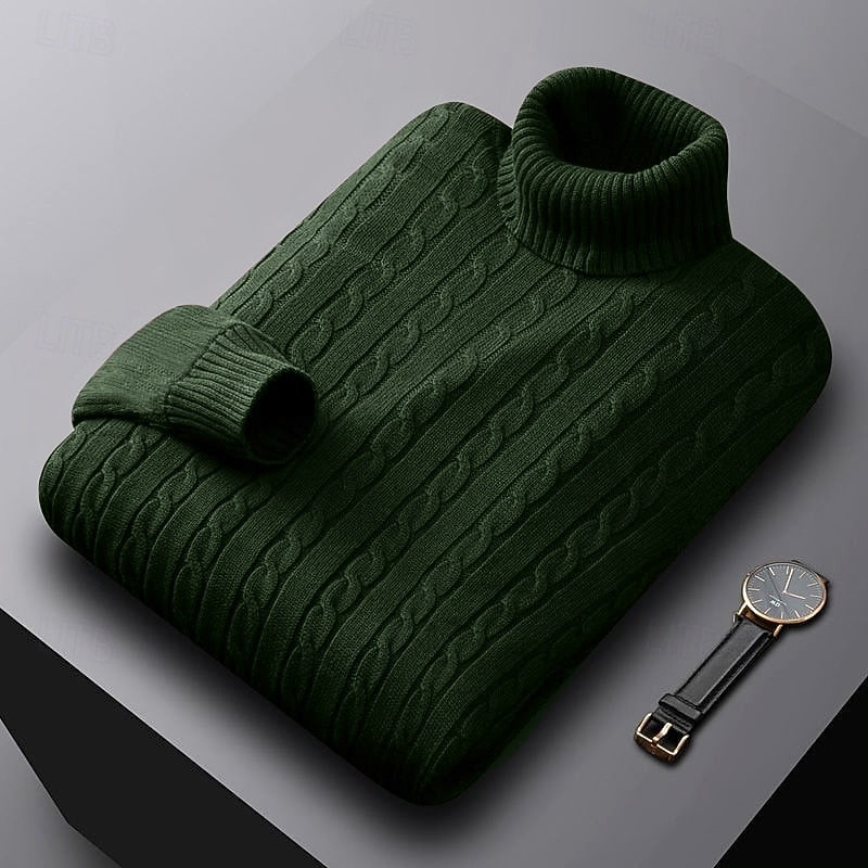Thérvael | Homme Pull Col Roulé Torsadé - Image 11