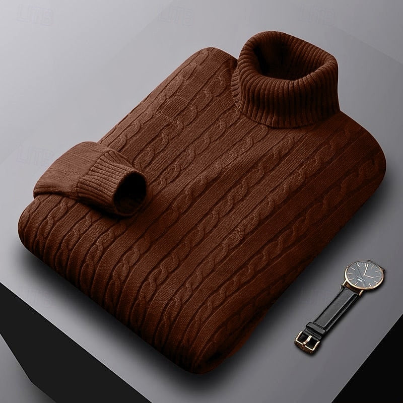 Thérvael | Homme Pull Col Roulé Torsadé - Image 12