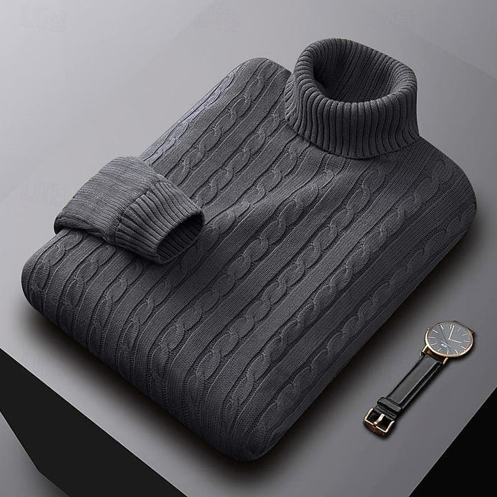 Thérvael | Homme Pull Col Roulé Torsadé - Image 13