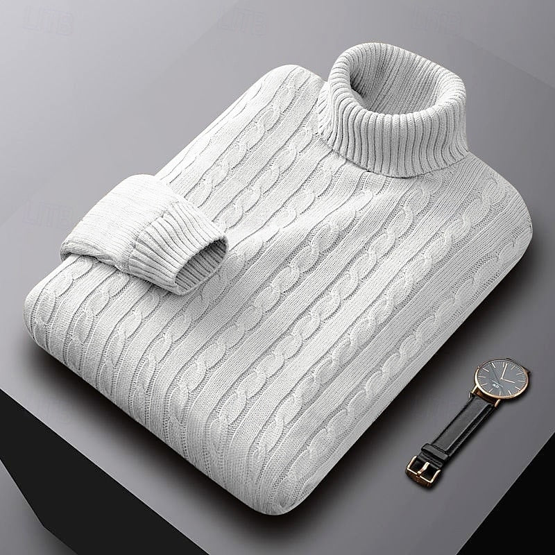 Thérvael | Homme Pull Col Roulé Torsadé - Image 2