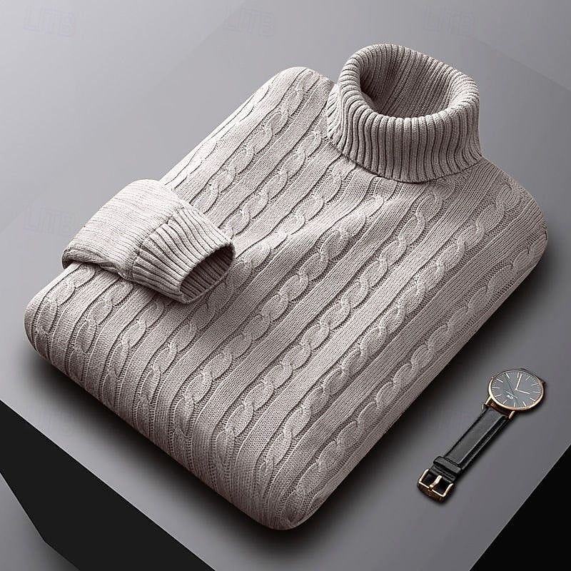Thérvael | Homme Pull Col Roulé Torsadé - Image 3