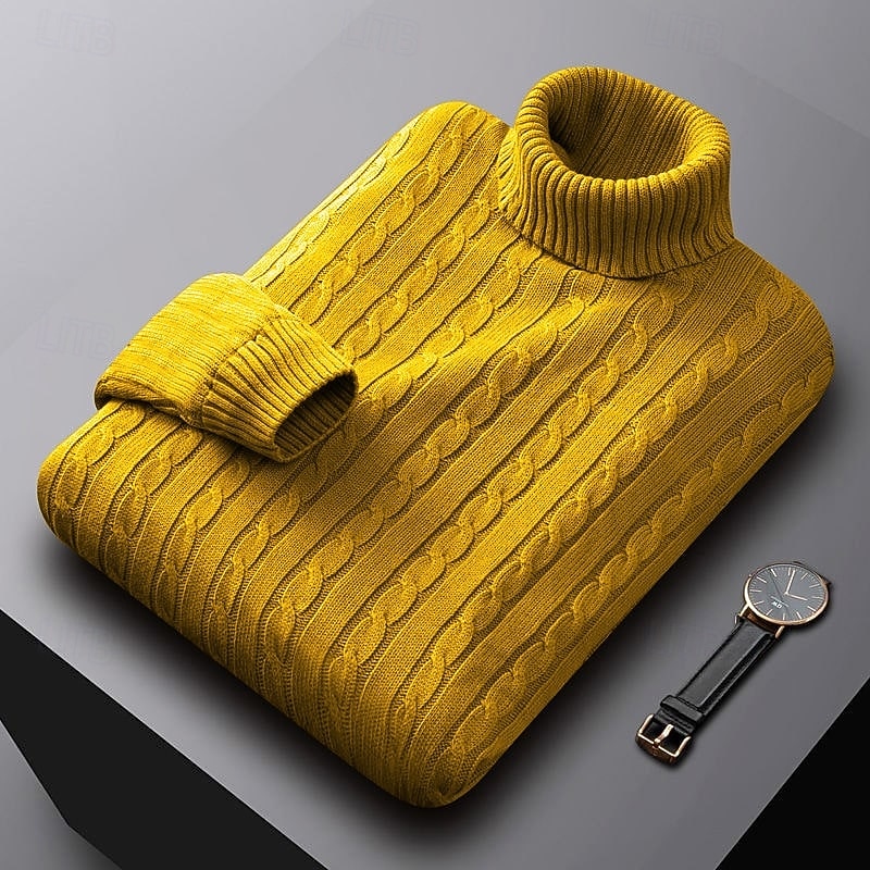 Thérvael | Homme Pull Col Roulé Torsadé - Image 4