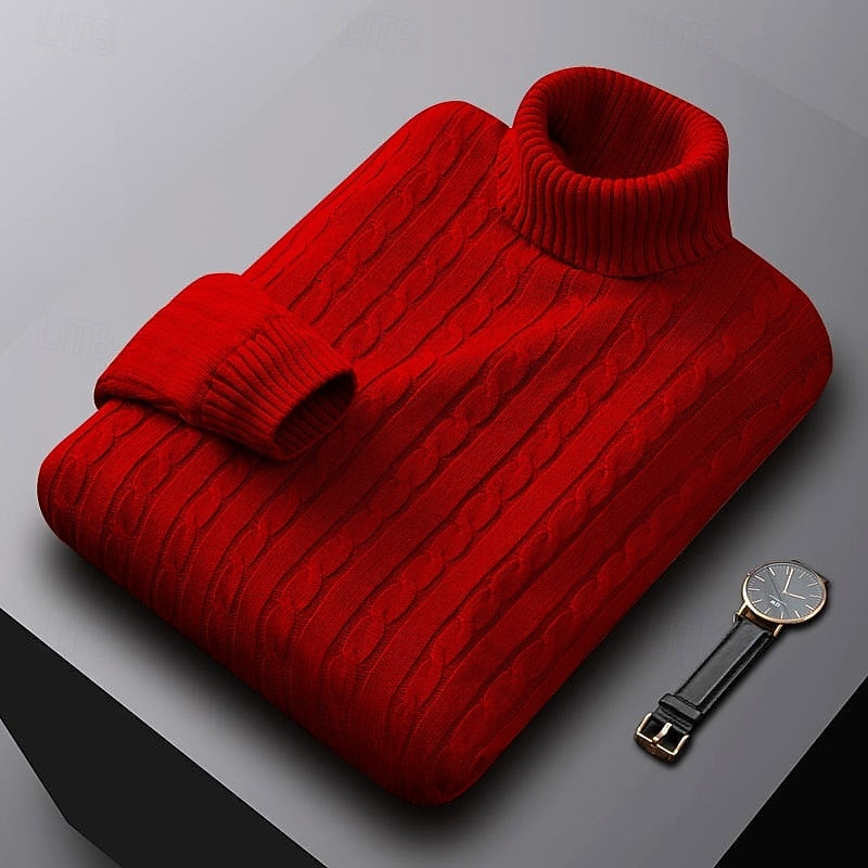 Thérvael | Homme Pull Col Roulé Torsadé - Image 5
