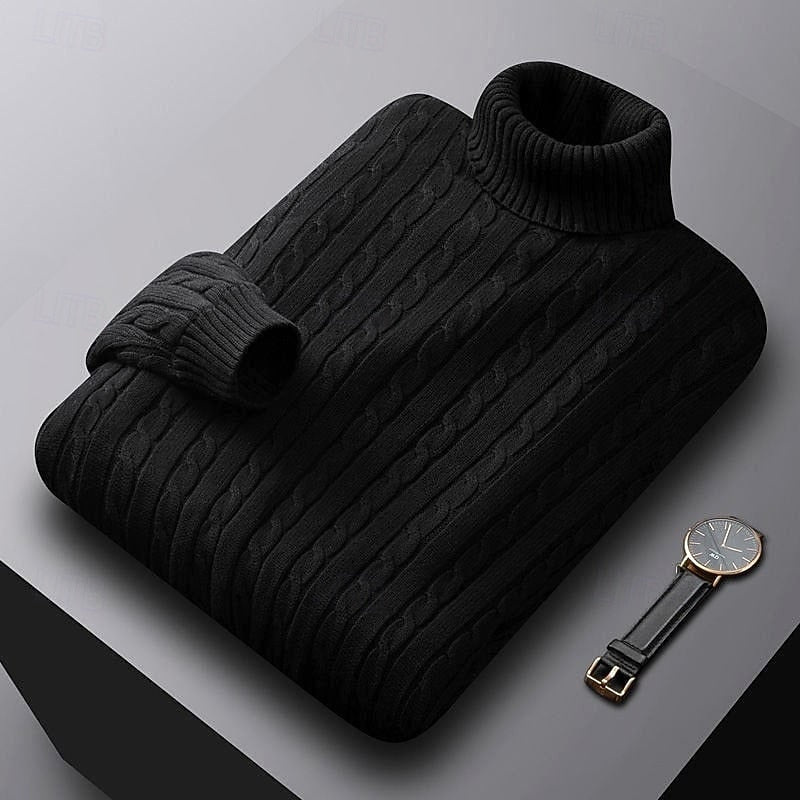 Thérvael | Homme Pull Col Roulé Torsadé - Image 6