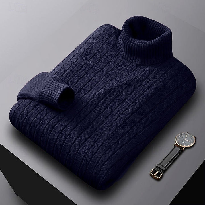 Thérvael | Homme Pull Col Roulé Torsadé - Image 8