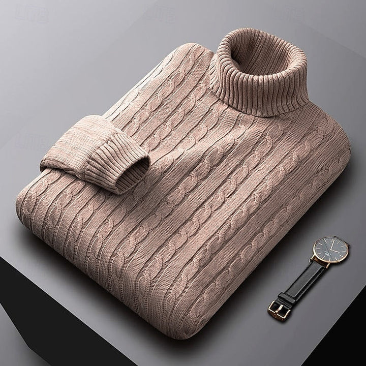 Thérvael | Homme Pull Col Roulé Torsadé - Image 9