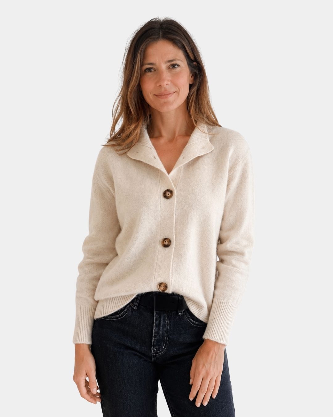 Tilvane | Gilet Femme Cachemire Col Chemise - Image 1