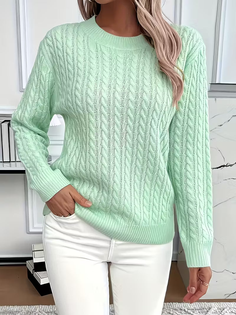 Calvinie | Femme Pull Torsadé Col Rond Manches Longues - Image 1