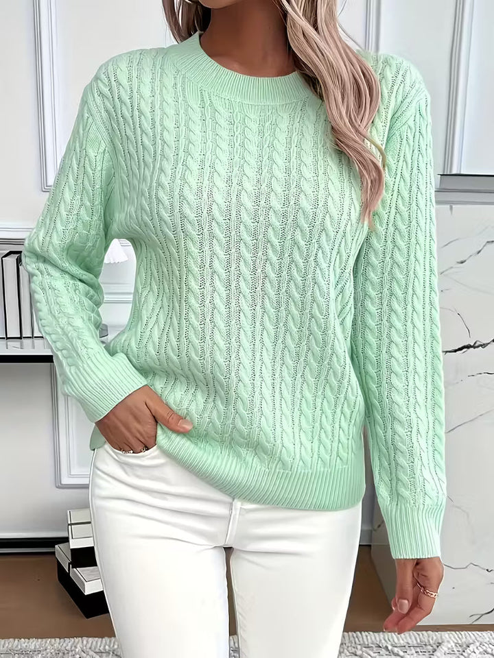 Calvinie | Femme Pull Torsadé Col Rond Manches Longues - Image 1