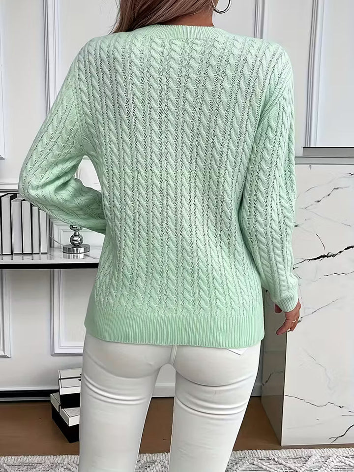 Calvinie | Femme Pull Torsadé Col Rond Manches Longues — vue 12