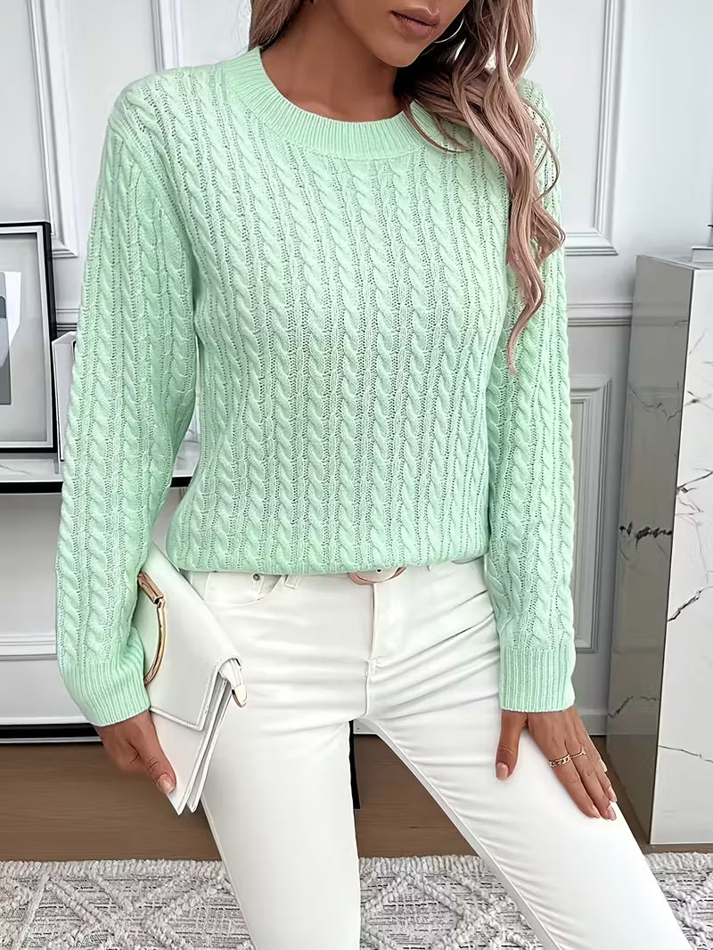 Calvinie | Femme Pull Torsadé Col Rond Manches Longues — vue 13