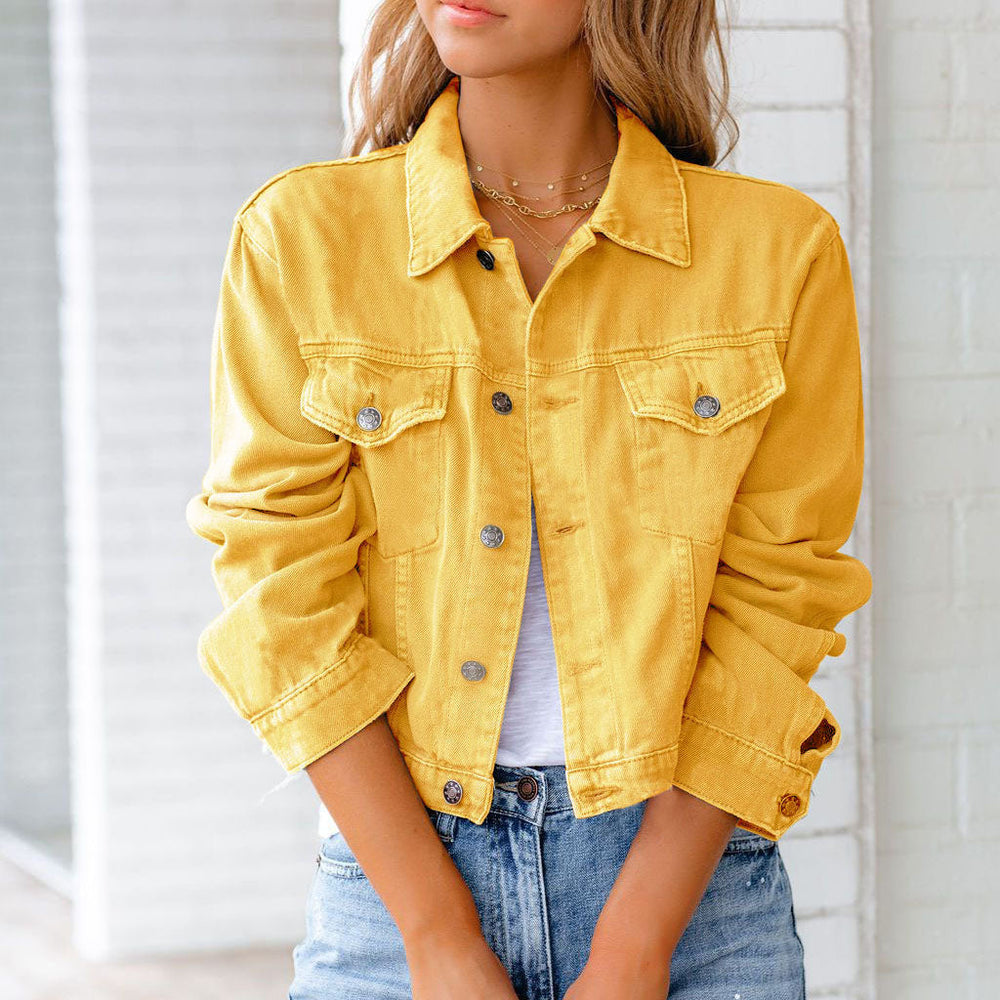 Tivona | Women's Cropped Jean Jacket - Light Blue - Image 2