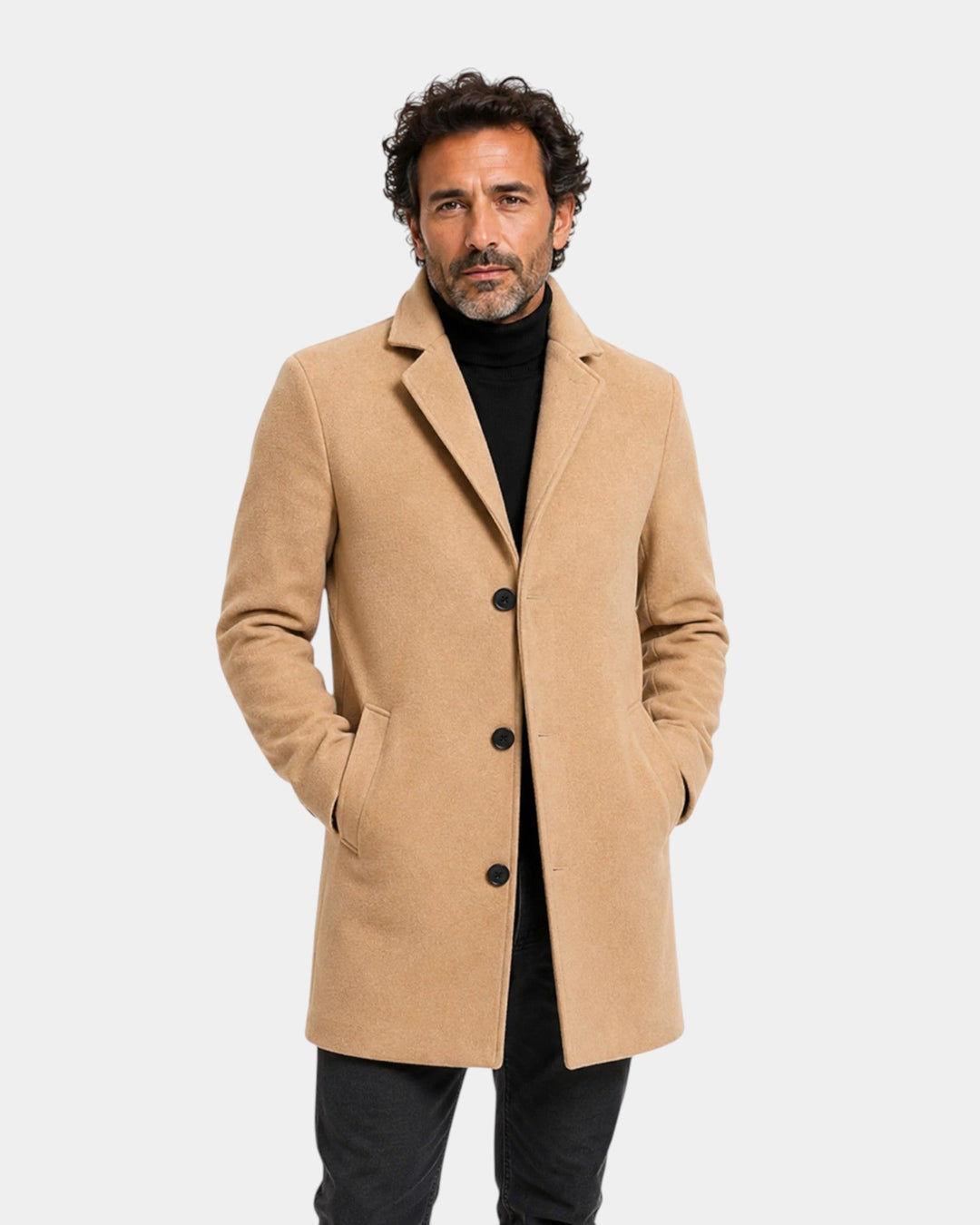 Valdric | Homme Manteau Laine Boutonné - Camel - Image 1