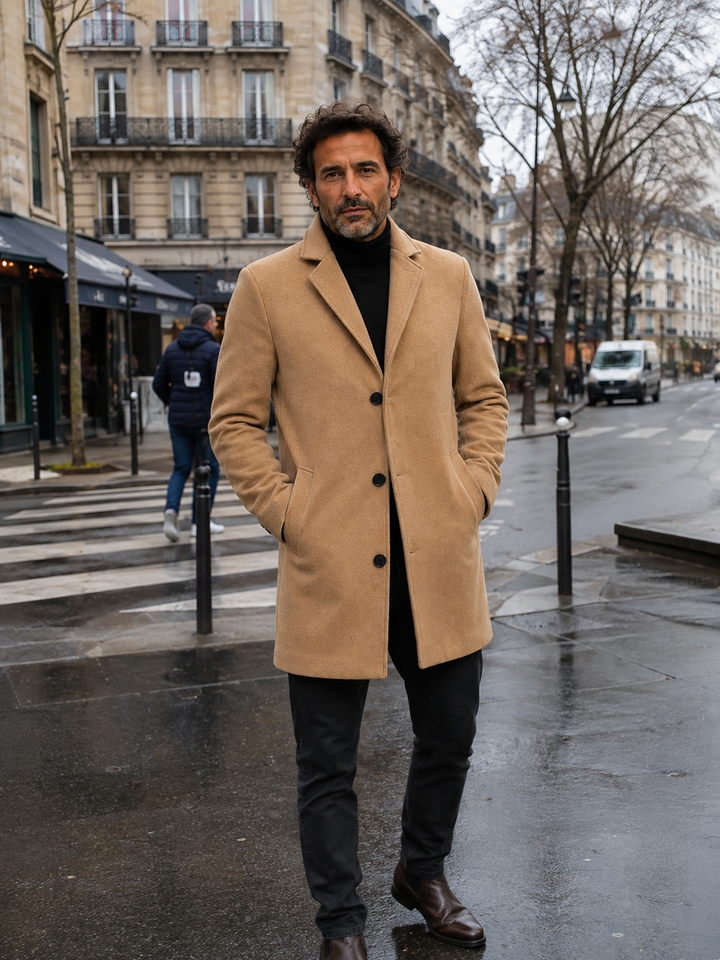 Valdric | Homme Manteau Laine Boutonné - Camel - Image 2