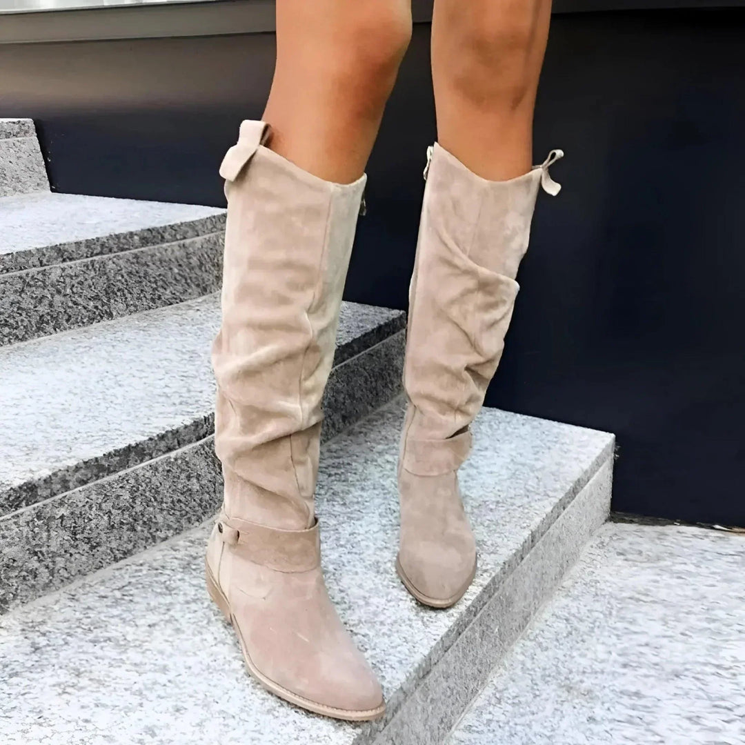 Valmène | Femme Bottes Hautes Suédine - Beige - Image 3