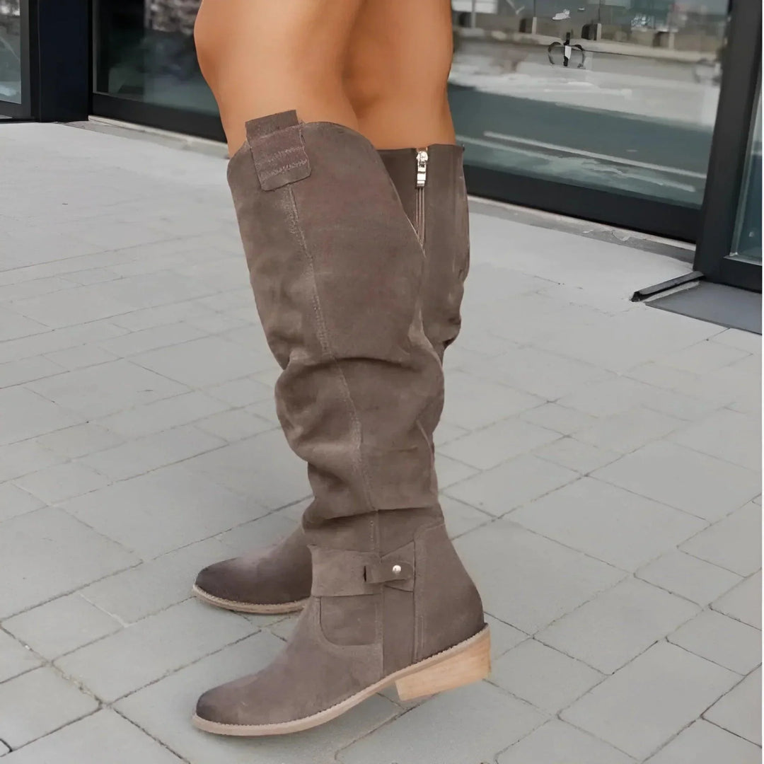 Valmène | Femme Bottes Hautes Suédine - Beige - Image 4