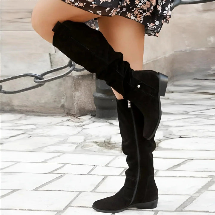 Valmène | Femme Bottes Hautes Suédine - Beige - Image 8