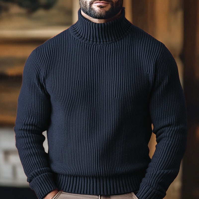 Varnec | Homme Pull Col Roulé Côtelé - Red - Image 2