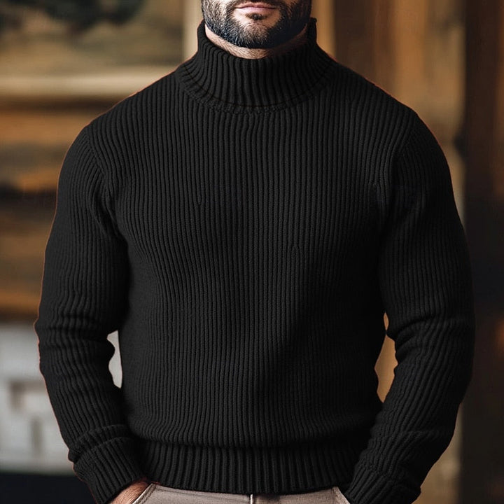Varnec | Homme Pull Col Roulé Côtelé - Red - Image 3