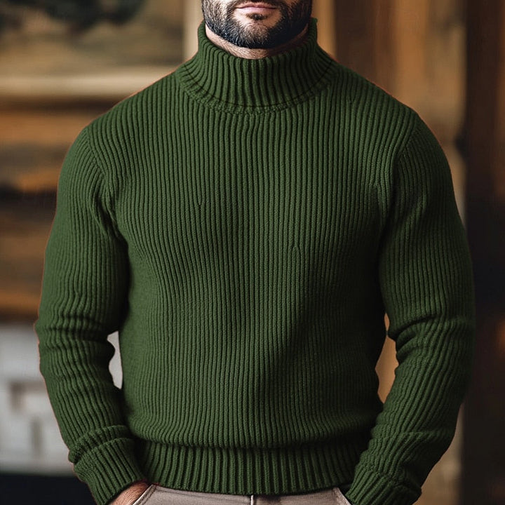 Varnec | Homme Pull Col Roulé Côtelé - Red - Image 4