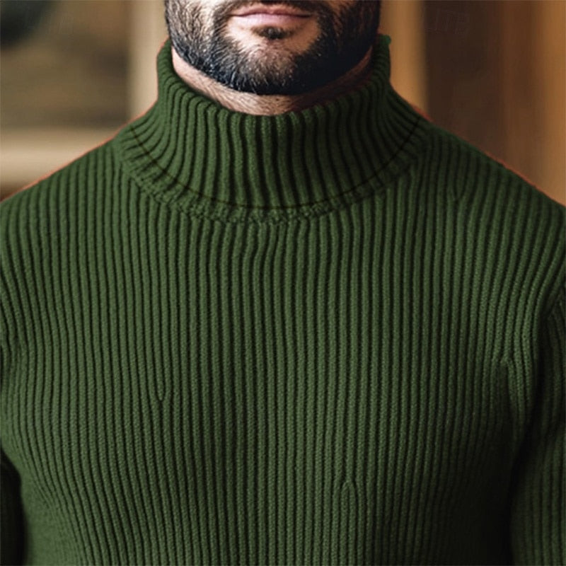 Varnec | Homme Pull Col Roulé Côtelé - Red - Image 5