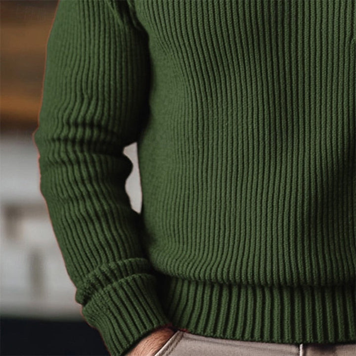 Varnec | Homme Pull Col Roulé Côtelé - Red - Image 6