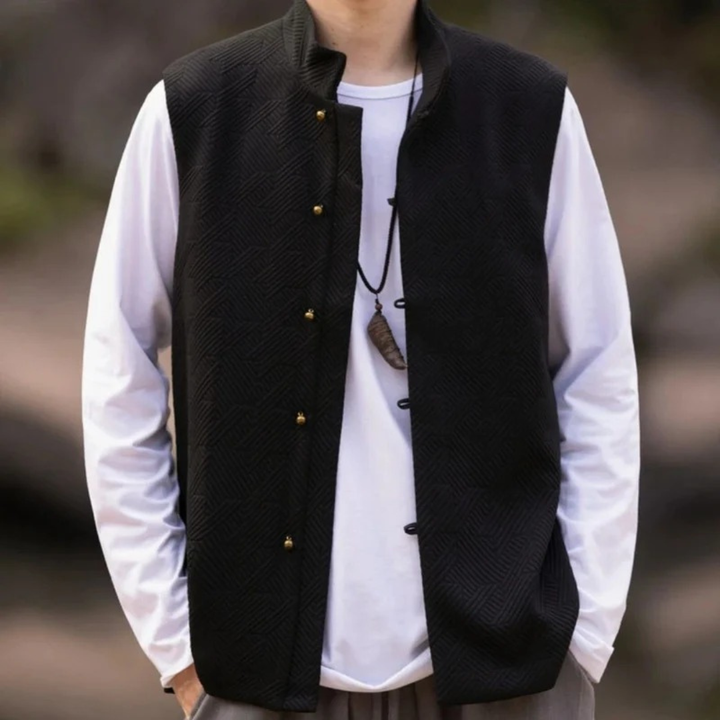 Veldoarn | Homme Gilet Col Montant Boutons - Black - Image 5