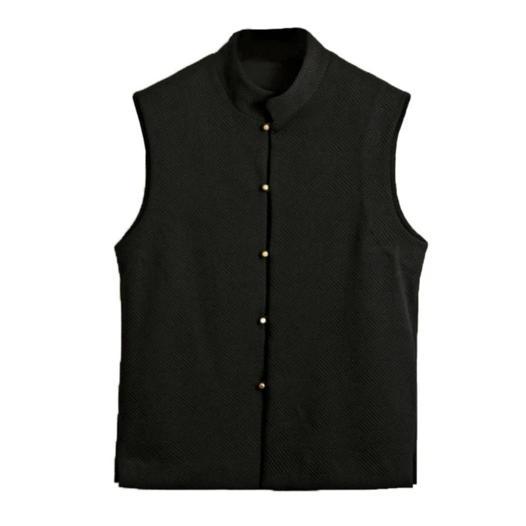 Veldoarn | Homme Gilet Col Montant Boutons - Black - Image 6
