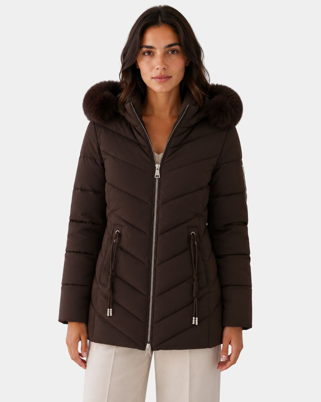 Éveline | Manteau puffer femme à capuche fourrure - Image 2
