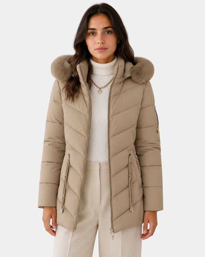 Éveline | Manteau puffer femme à capuche fourrure - Image 3