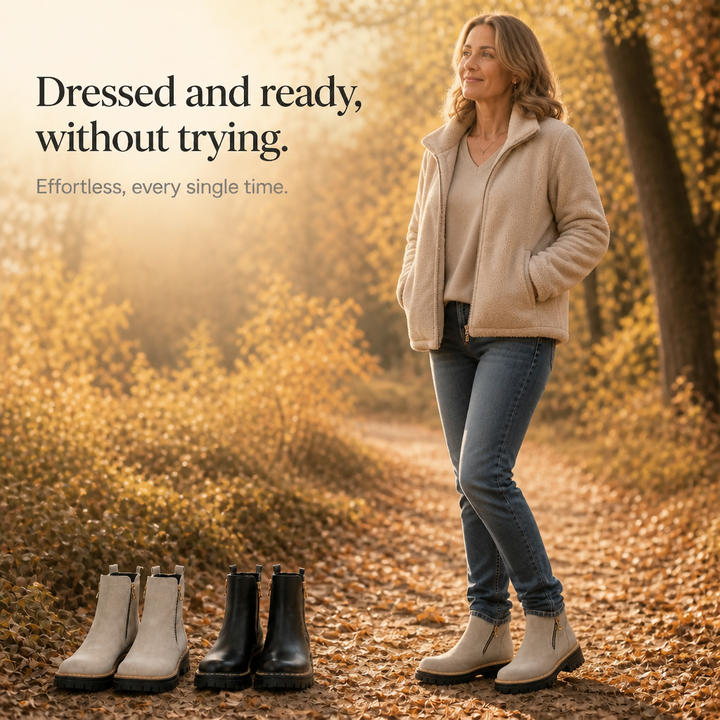 Velvane | Femme Bottines Zippées Talon Plat Semelle Crantée - Beige - Image 8