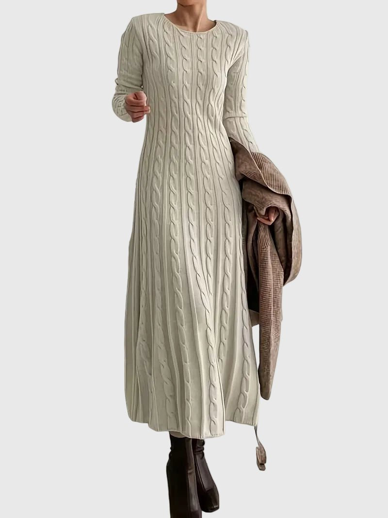 Vélhonde | Femme Robe Pull Torsadée Maxi Col Rond - Image 1