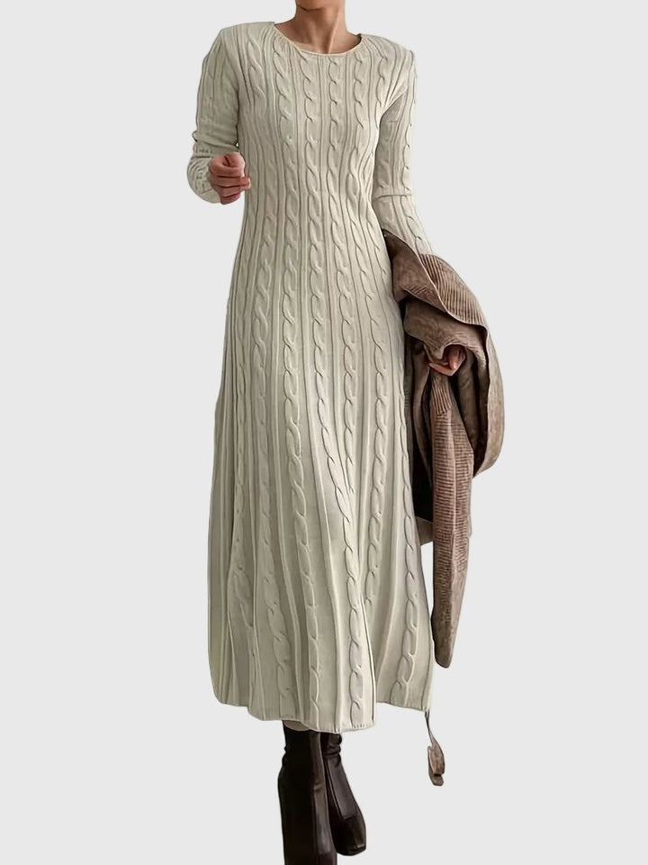 Vélhonde | Femme Robe Pull Torsadée Maxi Col Rond - Image 1