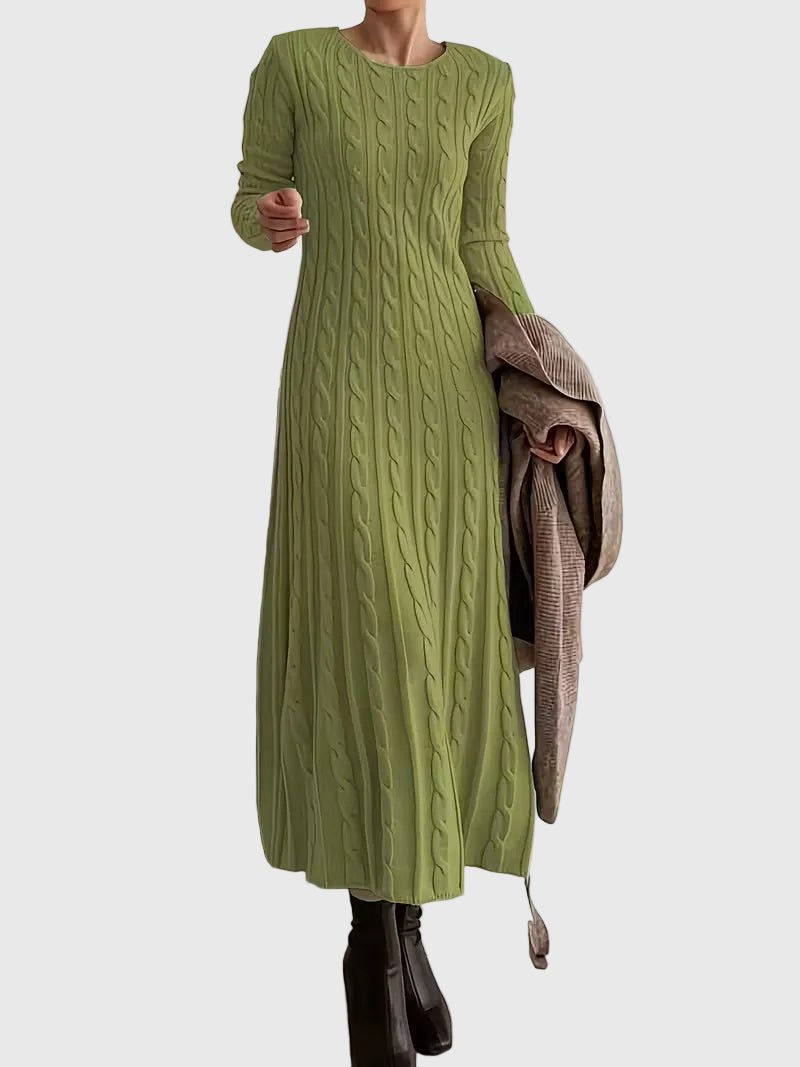 Vélhonde | Femme Robe Pull Torsadée Maxi Col Rond - Image 2