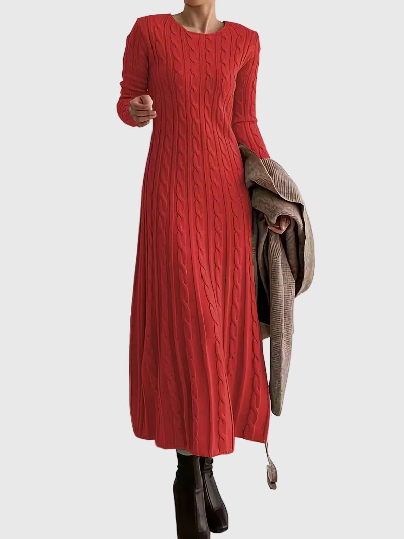 Vélhonde | Femme Robe Pull Torsadée Maxi Col Rond - Image 3