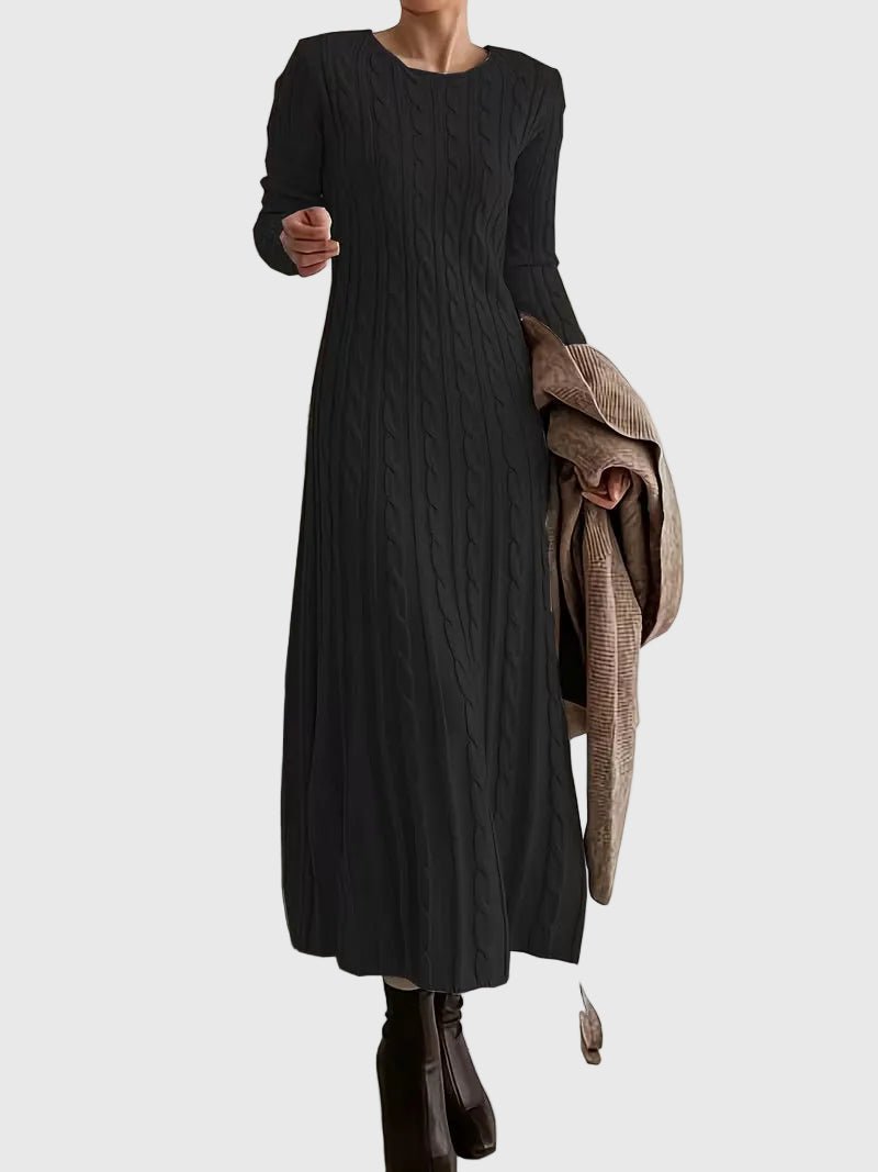 Vélhonde | Femme Robe Pull Torsadée Maxi Col Rond - Image 4