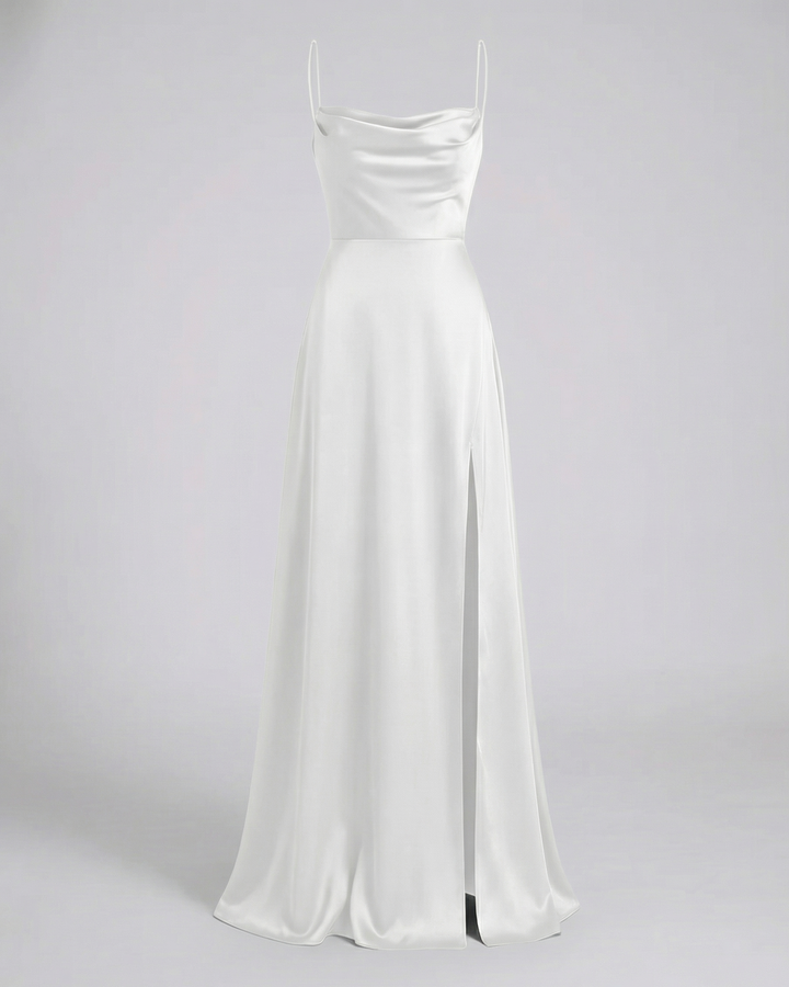 Vélorind | Robe Femme Longue Satinée à Fente - Burgundy - Image 10