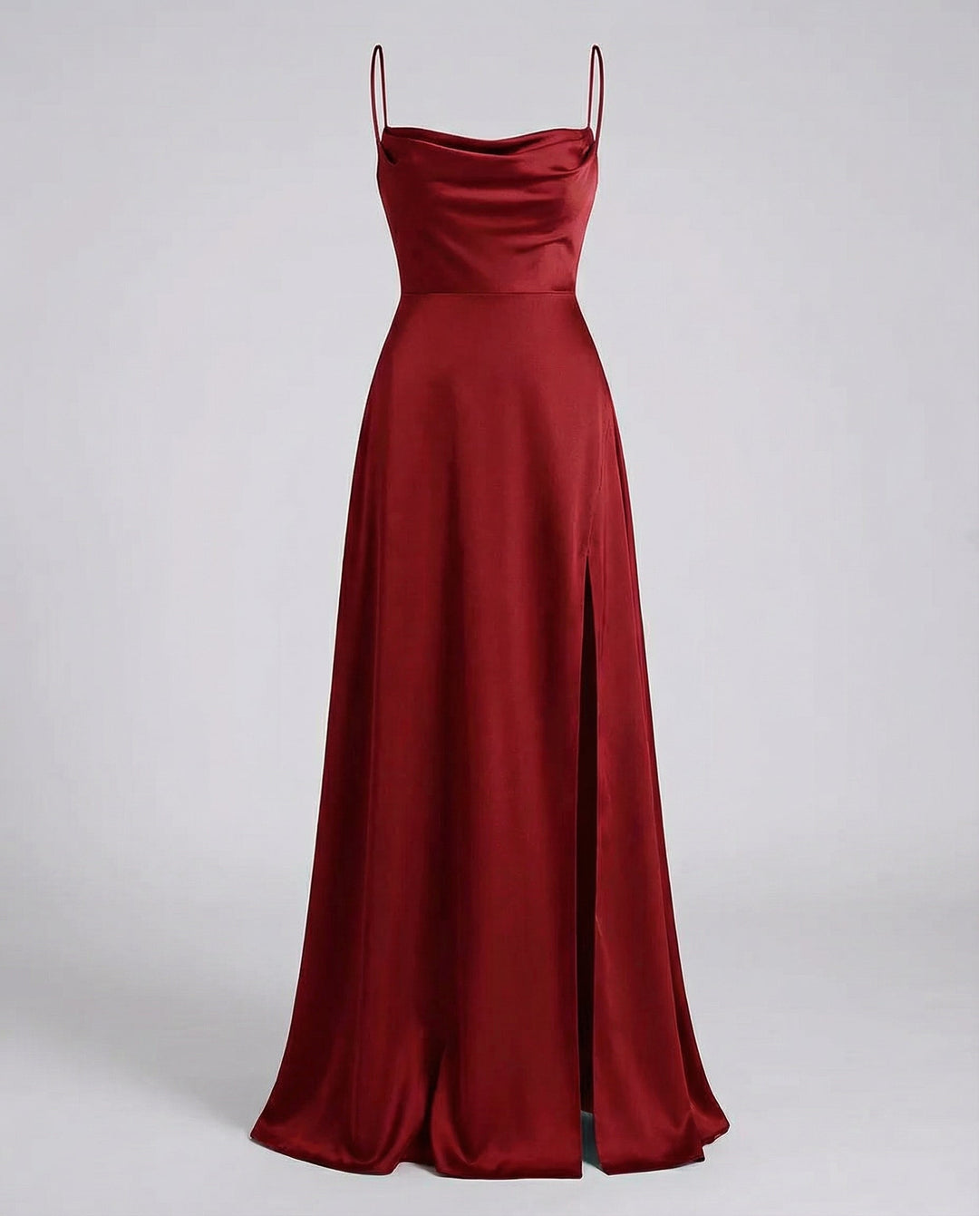 Vélorind | Robe Femme Longue Satinée à Fente - Burgundy - Image 4
